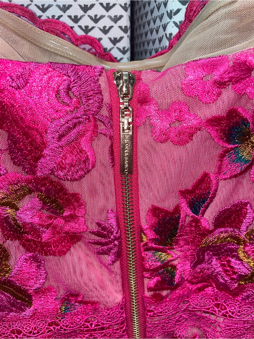 Bronx and Banco Fuchsia Floral Asymmetrical Lace Midi Dress - Picture 9 of 13